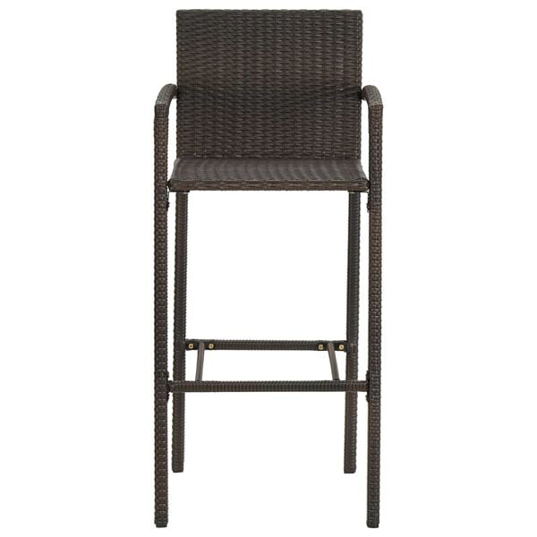 vidaXL Bar Stool Set of 4 Brown Synthetic rattan, powder-coated steel