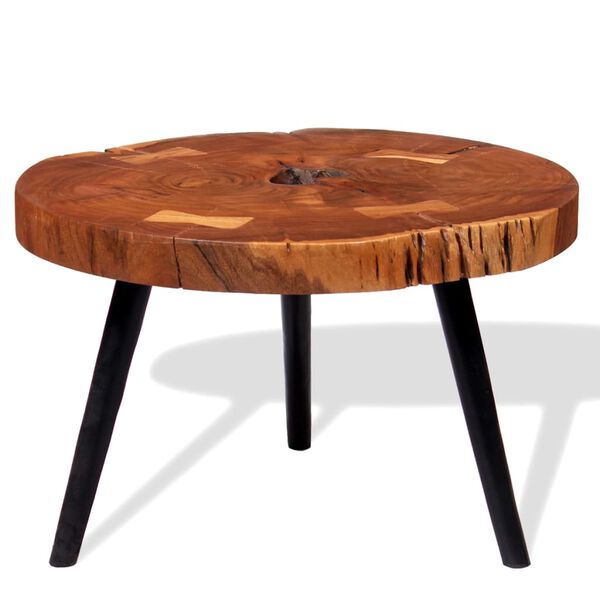 vidaXL Coffee Table Brown and black Solid Acacia wood and iron Medium