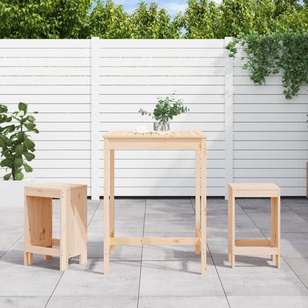 vidaXL Garden Bar Set Natural Solid pine wood Medium Minimalist