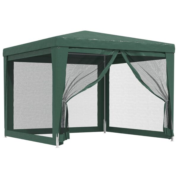 vidaXL Party Tent with 4 Mesh Sidewalls Green 9.8'x9.8' HDPE