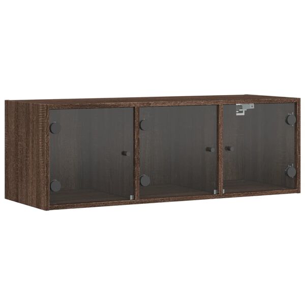 vidaXL Wall Cabinet with Glass Doors Brown Oak 40.2"x14.6"x13.8"