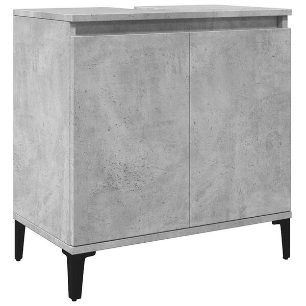 vidaXL Sink Cabinet Concrete gray Engineered wood, metal