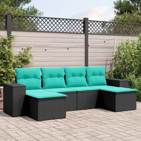 vidaXL Patio Sofa Set Black, Blue