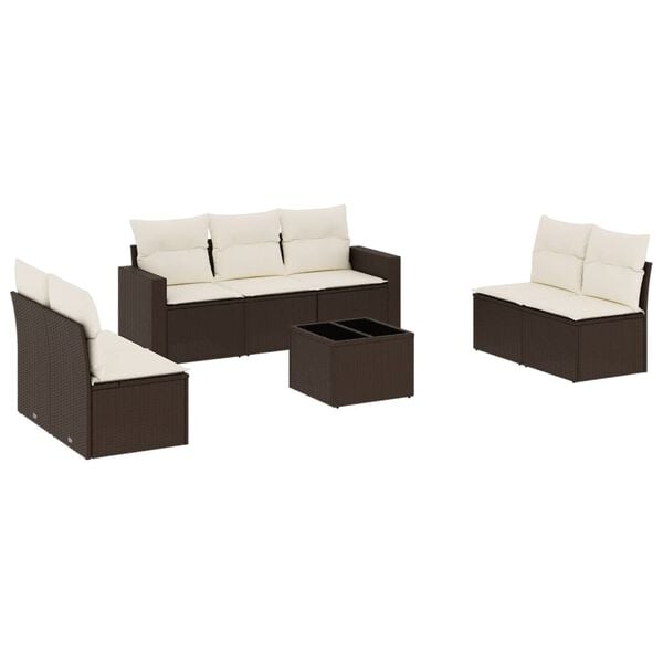 vidaXL Garden Sofa Set Brown and Cream PE Rattan Modular Garden Sofa Set