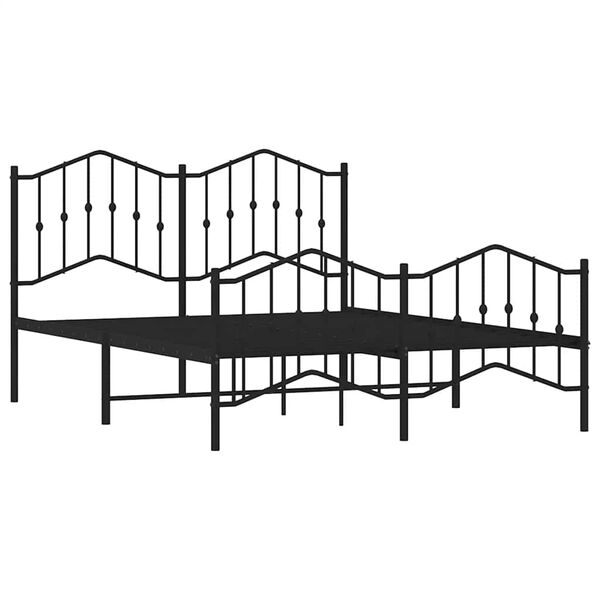 vidaXL Bed Frame Black Powder-coated steel Double Bed Frame