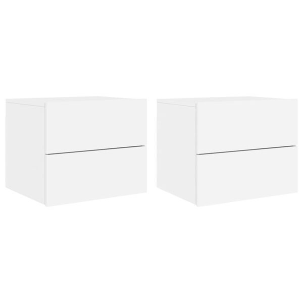 vidaXL Wall-mounted Bedside Cabinet Set of 2 White Engineered wood