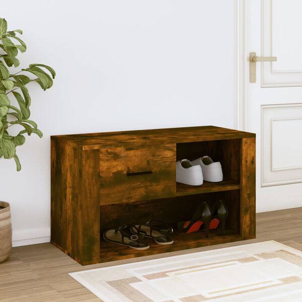 vidaXL Shoe Cabinet Smoked Oak Engineered wood Medium Shoe Cabinet