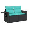 vidaXL Patio Sofa Set Black and Blue