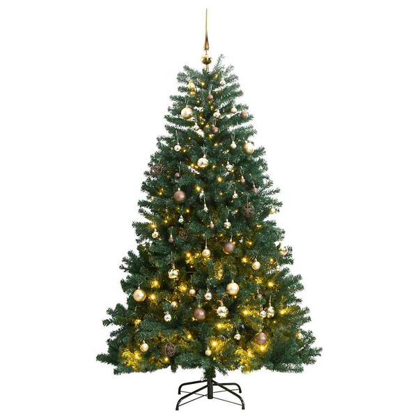 vidaXL Artificial Hinged Christmas Tree 300 LEDs & Ball Set 82.7"