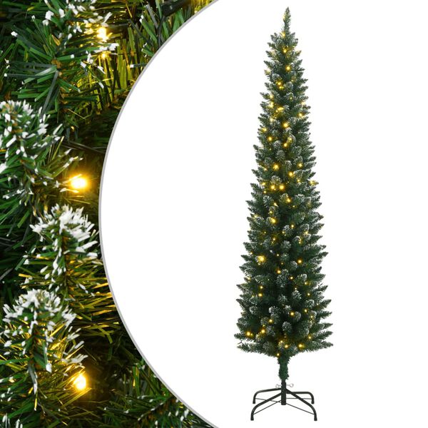 vidaXL Artificial Slim Christmas Tree 300 LEDs 82.7"