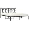 vidaXL Bed Frame Black Powder-Coated Steel King Bed Frame Rectangular