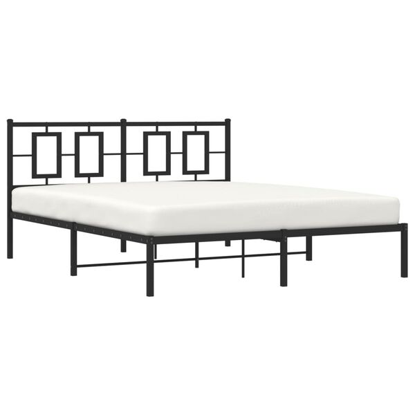 vidaXL Bed Frame Black Powder-Coated Steel King Bed Frame Rectangular