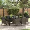 vidaXL Garden Dining Set with Cushion 7 pcs Grey Poly Rattan
