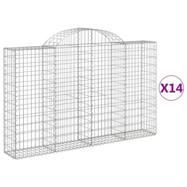 vidaXL Gabion Basket Set of 14 Silver Galvanized iron Large Durable