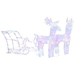 vidaXL Reindeers & Sleigh Christmas Decoration 160 LEDs 51.2" Acrylic