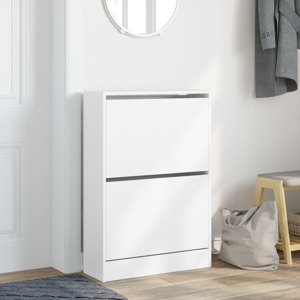 vidaXL Shoe Cabinet White Engineered wood Compact Shoe Cabinet