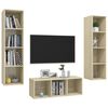vidaXL TV Cabinet Set Sonoma Oak Engineered Wood TV Cabinet Set