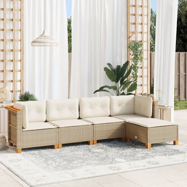 vidaXL Garden Sofa Set Beige, Cream White