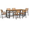vidaXL 7 Piece Patio Dining Set Solid Wood Acacia and Metal