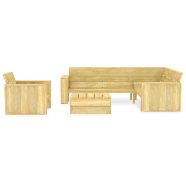 vidaXL Garden Lounge Set Natural Wood Treated Pinewood Standard Durable