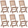vidaXL Garden Chair Set of 6 Brown Solid Acacia Wood Medium Foldable