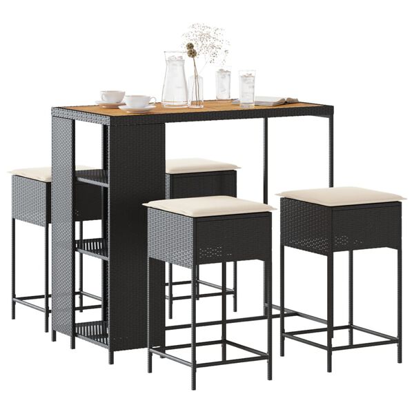 vidaXL Garden Bar Set Black, Cream White