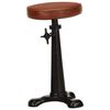 vidaXL Bar Stool Brown Genuine goat leather, cast iron Adjustable