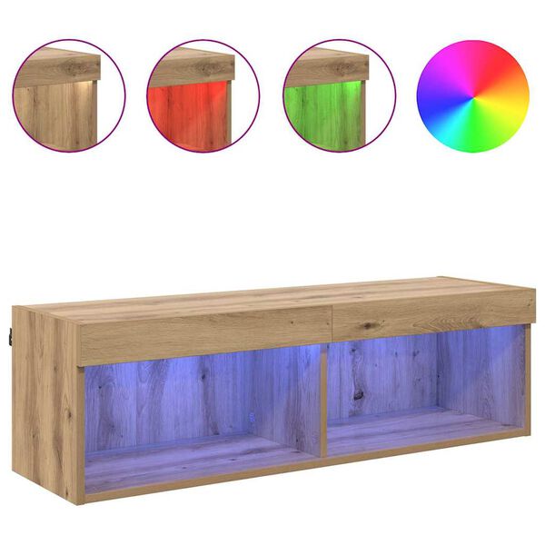 vidaXL TV Wall Cabinet Panama Artisan Oak 39.37 x 11.81 x 11.81 in