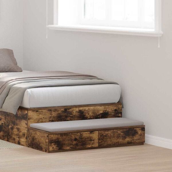 vidaXL Bed Drawers Smoked Oak 39.37 x 14.37 x 6.50 in Engineered Wood