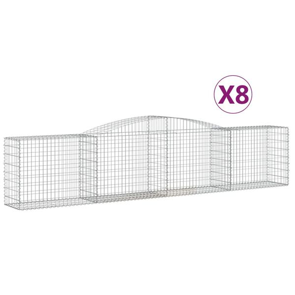 vidaXL Gabion Basket Set of 8 Silver Galvanized iron Large