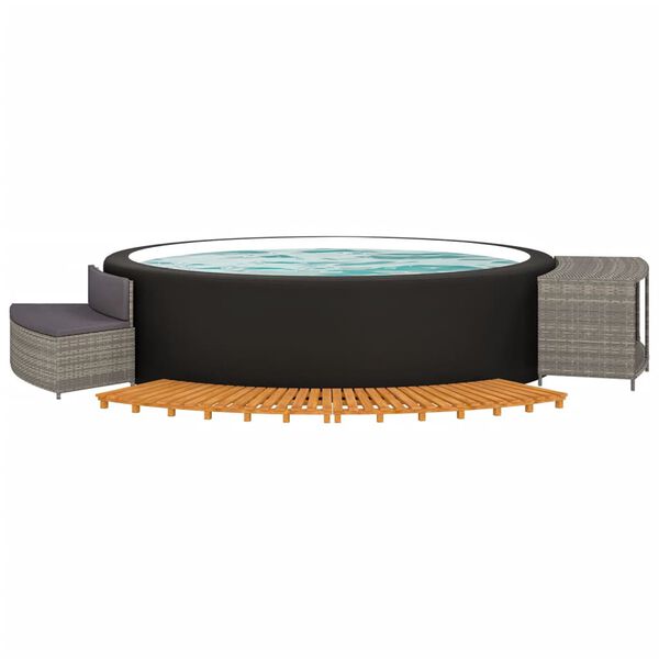 vidaXL Hot Tub Surround Grey PE Rattan Large Hot Tub Surround