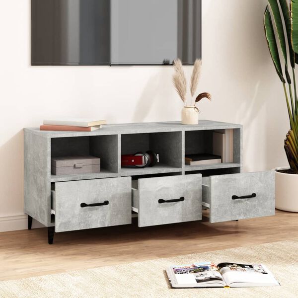 vidaXL TV Cabinet Concrete Grey Engineered Wood, Iron