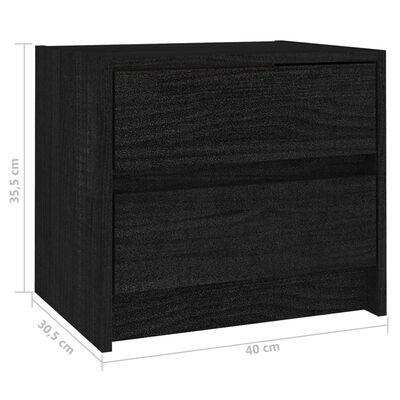 vidaXL Bedside Cabinets 2 pcs Black 15.7"x12"x14" Solid Wood Pine