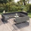 vidaXL Garden Lounge Set Grey PE Rattan Large Modular