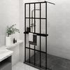 vidaXL Walk-in Shower Wall with Shelf Black 31.5"x76.8" ESG Glass&Aluminum