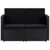 vidaXL Sofa Black PE Rattan, Powder-Coated Steel, Polyester 2-Seater