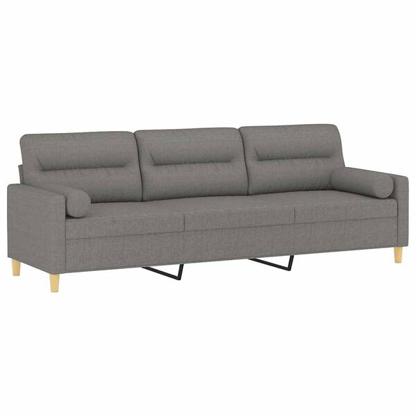 vidaXL 3-Seater Sofa with Pillows&Cushions Dark Gray 82.7" Fabric