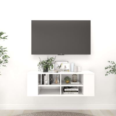 vidaXL Wall-Mounted TV Stand White 40.2"x13.8"x13.8" Engineered Wood