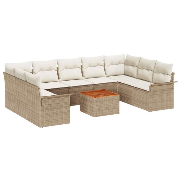 vidaXL Garden Sofa Set 10 pcs Beige Poly rattan