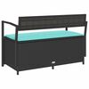 vidaXL Patio Storage Bench with Cushion Black Poly Rattan