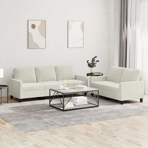 vidaXL Sofa Set Cream Velvet (100% polyester), metal, textilene, plywood