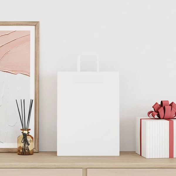 vidaXL Paper Bags 50 pcs with Handles White 26x12x35 cm