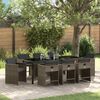 vidaXL Garden Dining Set with Cushion 9 pcs Grey Poly Rattan