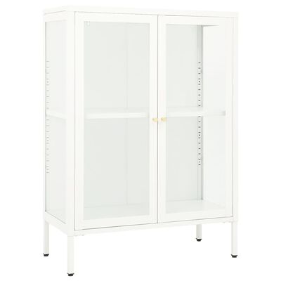 vidaXL Sideboard White 29.5"x13.8"x41.3" Steel and Glass