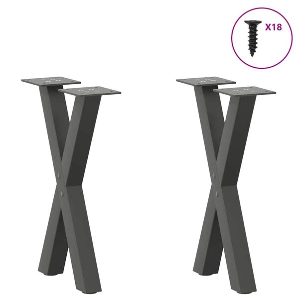 vidaXL Coffee Table Leg Set of 2 Anthracite Steel Medium Levelers