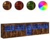 vidaXL Sideboard with LED Lights Smoked Oak 111.4"x14.6"x26.4"