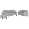 vidaXL 3 Piece Sofa Set with Pillows Light Gray Microfiber Fabric