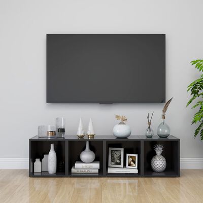 vidaXL TV Stands 4 Pcs Gray 14.6"x13.8"x14.6" Engineered Wood