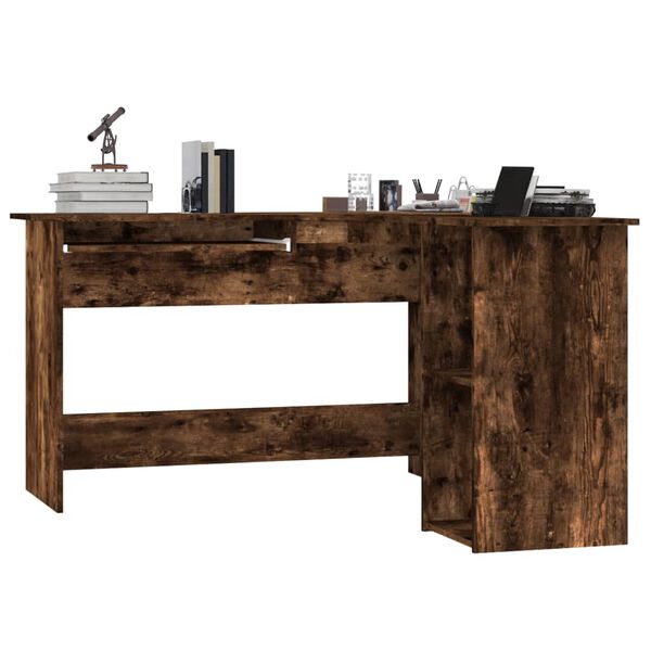 vidaXL Corner Desk Smoked Oak Engineered wood Medium Corner Desk Other