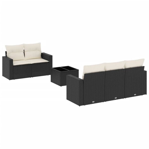 vidaXL Garden Sofa Set Set of 6 Black, Cream White